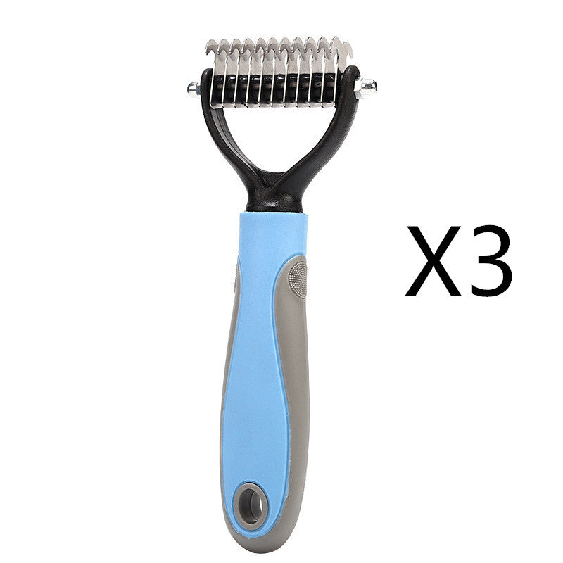 KFX-8734397 Pet Knot Comb with Stainless Steel Teeth - Available in Pink and Blue, Two Sizes