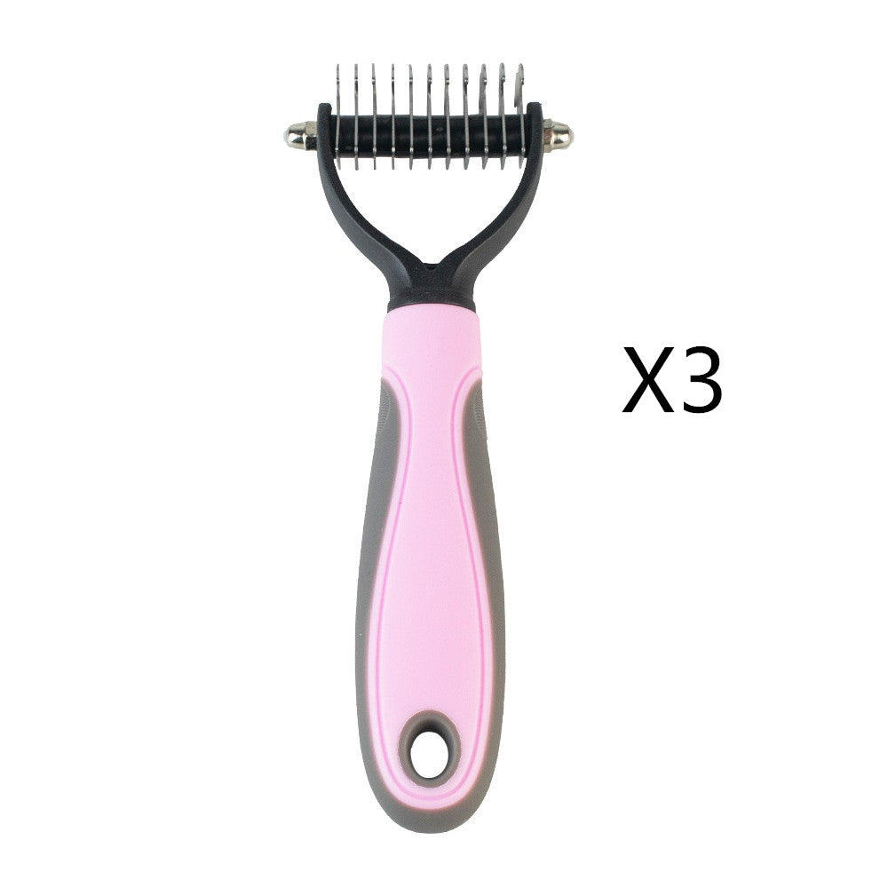 KFX-8734397 Pet Knot Comb with Stainless Steel Teeth - Available in Pink and Blue, Two Sizes