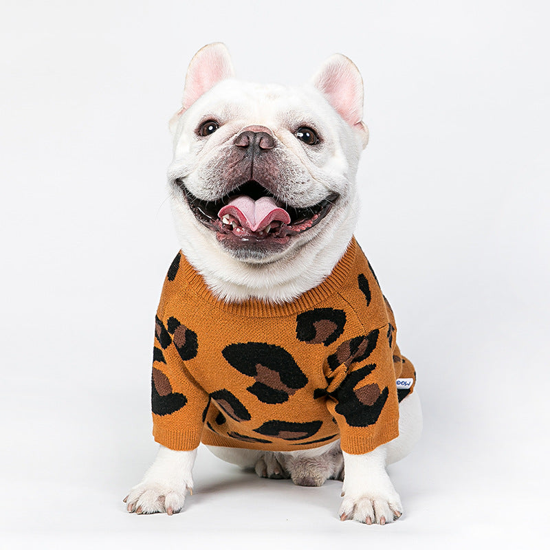 KFX-8736573 Leopard Print Wool Sweater for Dogs and Cats in Various Sizes