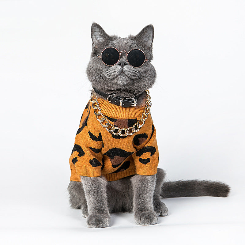 KFX-8736573 Leopard Print Wool Sweater for Dogs and Cats in Various Sizes