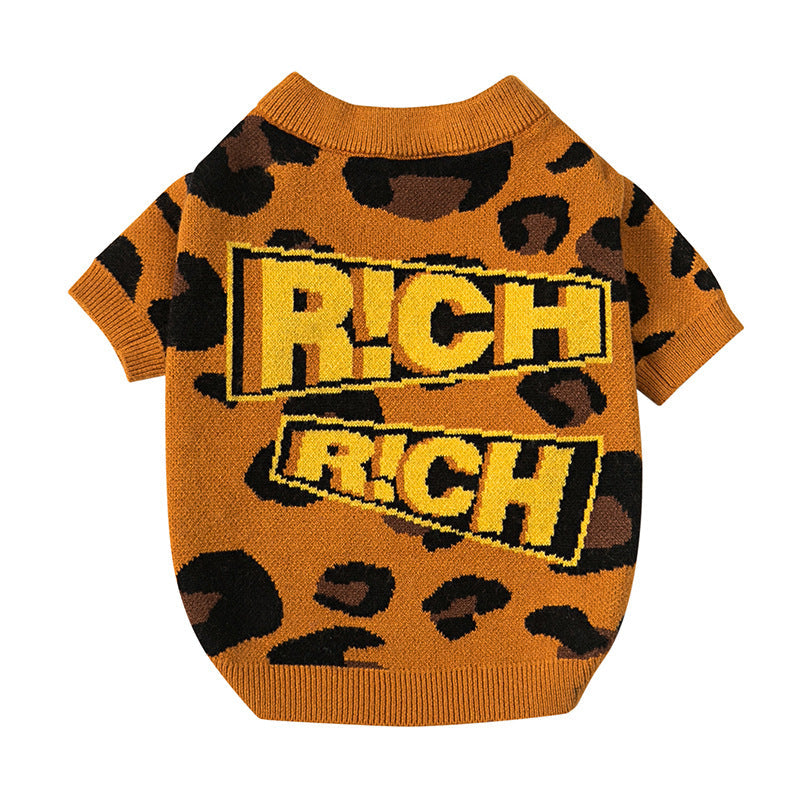 KFX-8736573 Leopard Print Wool Sweater for Dogs and Cats in Various Sizes