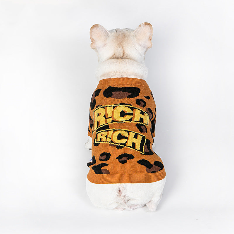 KFX-8736573 Leopard Print Wool Sweater for Dogs and Cats in Various Sizes