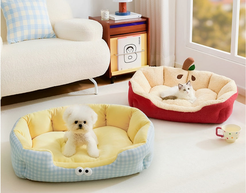 KFX-8736829 Cozy All-Season Teddy Dog Bed & Cat Den with Warm Insulation for Autumn & Winter - Small, Medium, Large Sizes Available