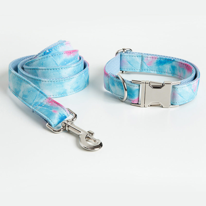 KFX-8738365 Printed Polyester Pet Collar and Leash Set - 43x31x31cm