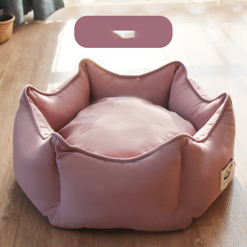 KFX-8738621 Cozy Warm Cat Litter for Winter - Crown Nest in Mint Green, Elegant Pink, Pine Leaf Green, Goose Egg Yolk, Sizes S & M