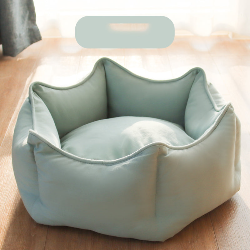 KFX-8738621 Cozy Warm Cat Litter for Winter - Crown Nest in Mint Green, Elegant Pink, Pine Leaf Green, Goose Egg Yolk, Sizes S & M