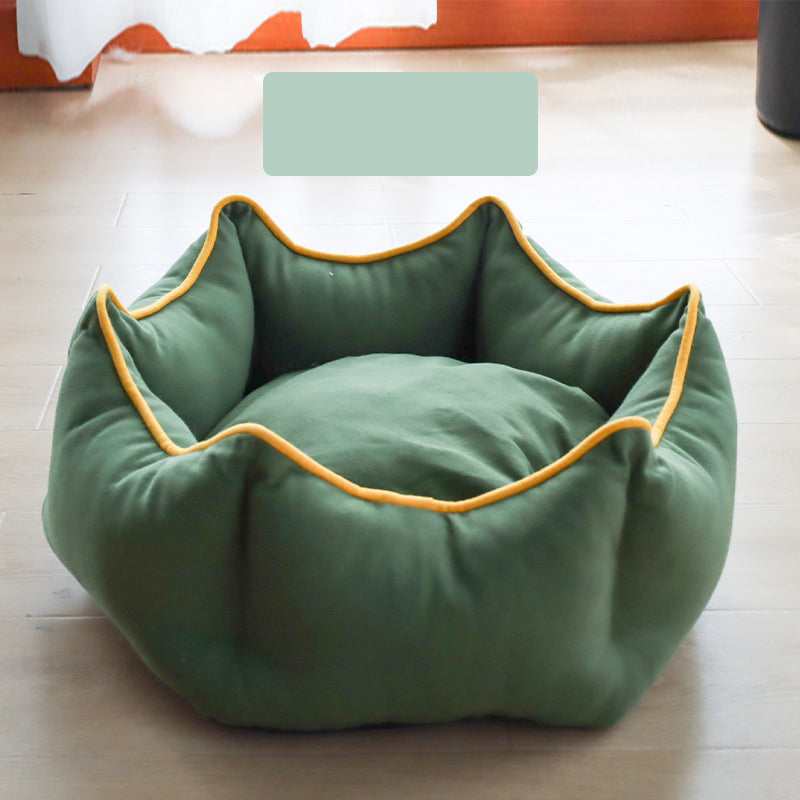 KFX-8738621 Cozy Warm Cat Litter for Winter - Crown Nest in Mint Green, Elegant Pink, Pine Leaf Green, Goose Egg Yolk, Sizes S & M