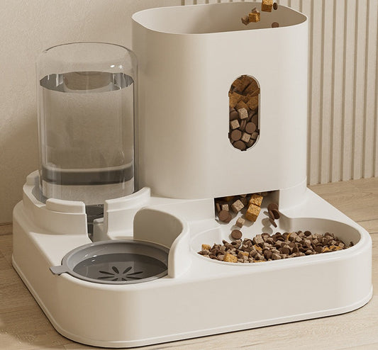 KFX-8738749 Automatic Dual Pet Bowl and Water Dispenser - Two-in-One Feeding Solution for Dogs and Cats