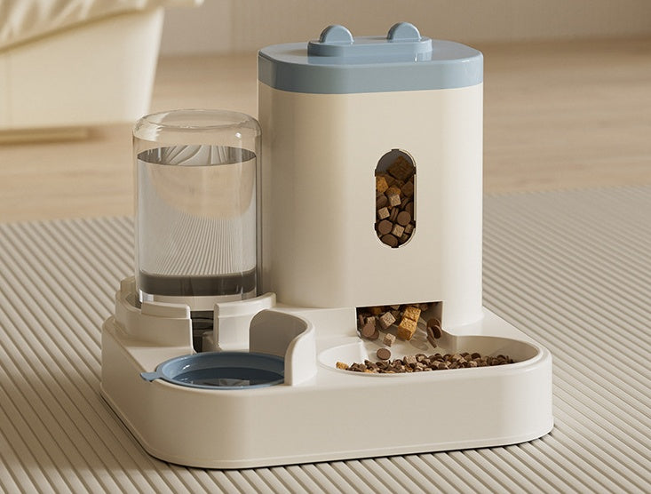 KFX-8738749 Automatic Dual Pet Bowl and Water Dispenser - Two-in-One Feeding Solution for Dogs and Cats