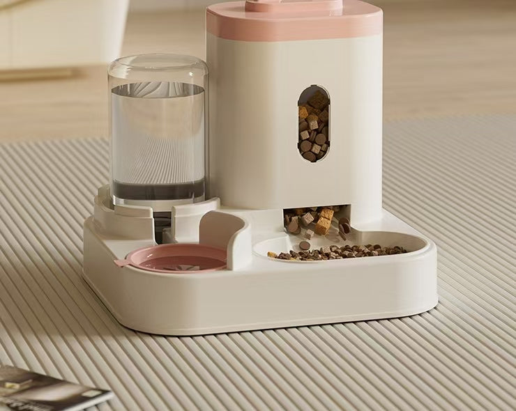 KFX-8738749 Automatic Dual Pet Bowl and Water Dispenser - Two-in-One Feeding Solution for Dogs and Cats
