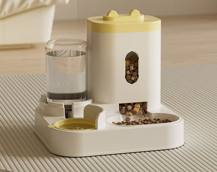 KFX-8738749 Automatic Dual Pet Bowl and Water Dispenser - Two-in-One Feeding Solution for Dogs and Cats