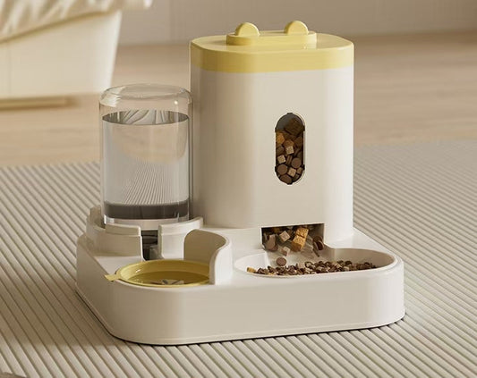 KFX-8738749 Automatic Dual Pet Bowl and Water Dispenser - Two-in-One Feeding Solution for Dogs and Cats
