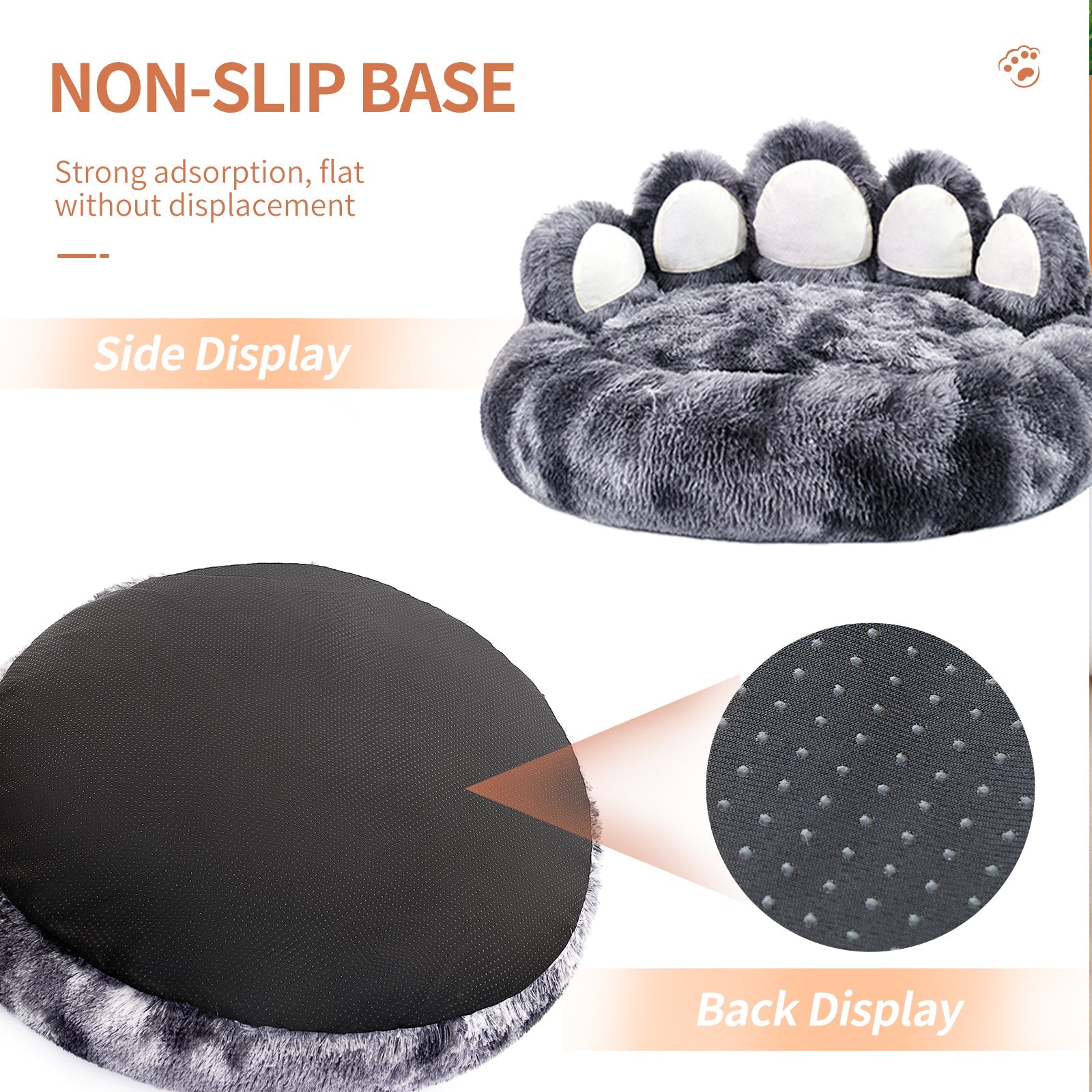 KFX-8740029 Cozy Bear Paw Design Pet Kennel with Removable Washable Fluffy Bed Mat for Cats and Dogs
