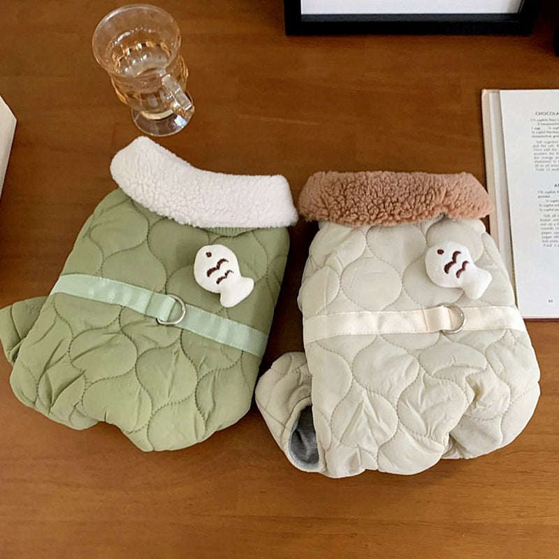 KFX-8743101 Cozy Cotton-Padded Dog Apparel for Autumn and Winter in Cute Fish Designs