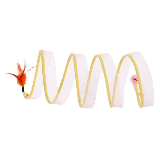 KFX-8743613 S-type Foldable Cat Tunnel Toy with Mouse Feather and Sisal Ball