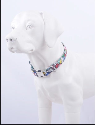 KFX-8746301 Ethnic Style Color Matching Semi-Metal Buckle Adjustable Dog Collar