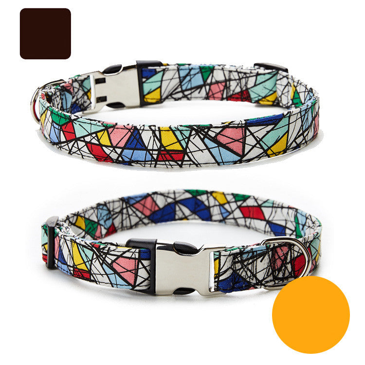 KFX-8746301 Ethnic Style Color Matching Semi-Metal Buckle Adjustable Dog Collar
