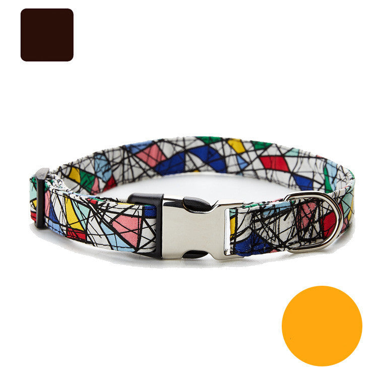 KFX-8746301 Ethnic Style Color Matching Semi-Metal Buckle Adjustable Dog Collar