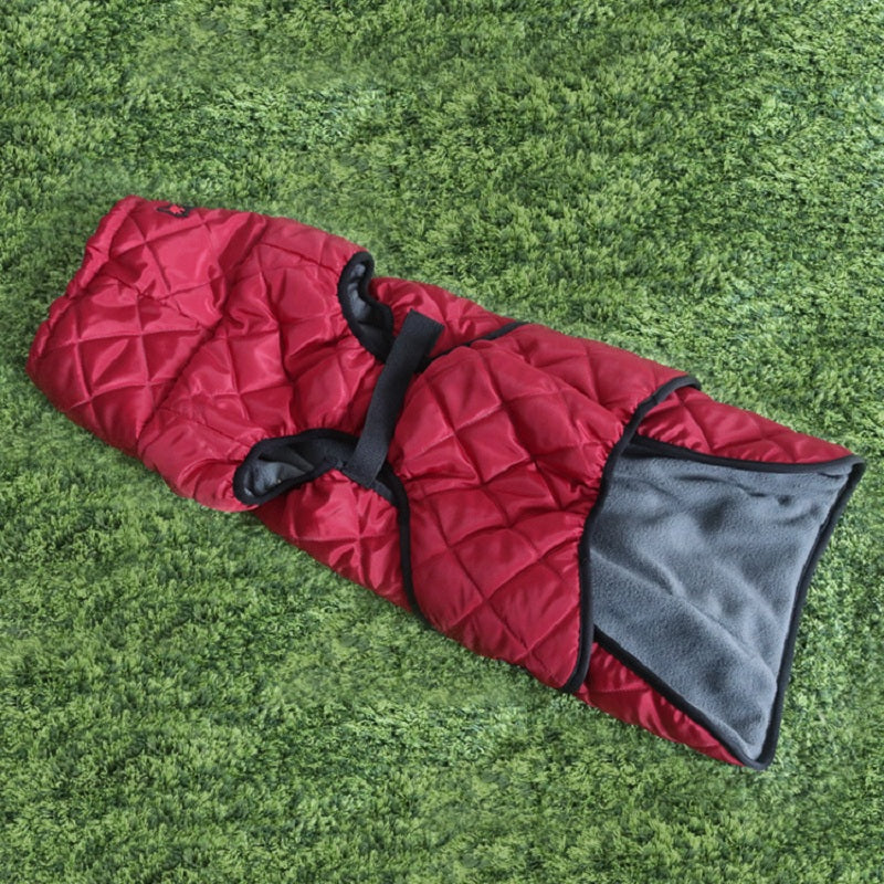 KFX-8746685 Autumn and Winter Cotton Clothes for Medium to Large Dogs in Dark Jujube Red and Black