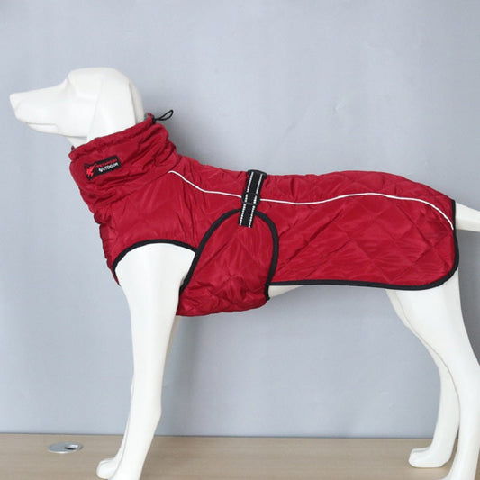 KFX-8746685 Autumn and Winter Cotton Clothes for Medium to Large Dogs in Dark Jujube Red and Black