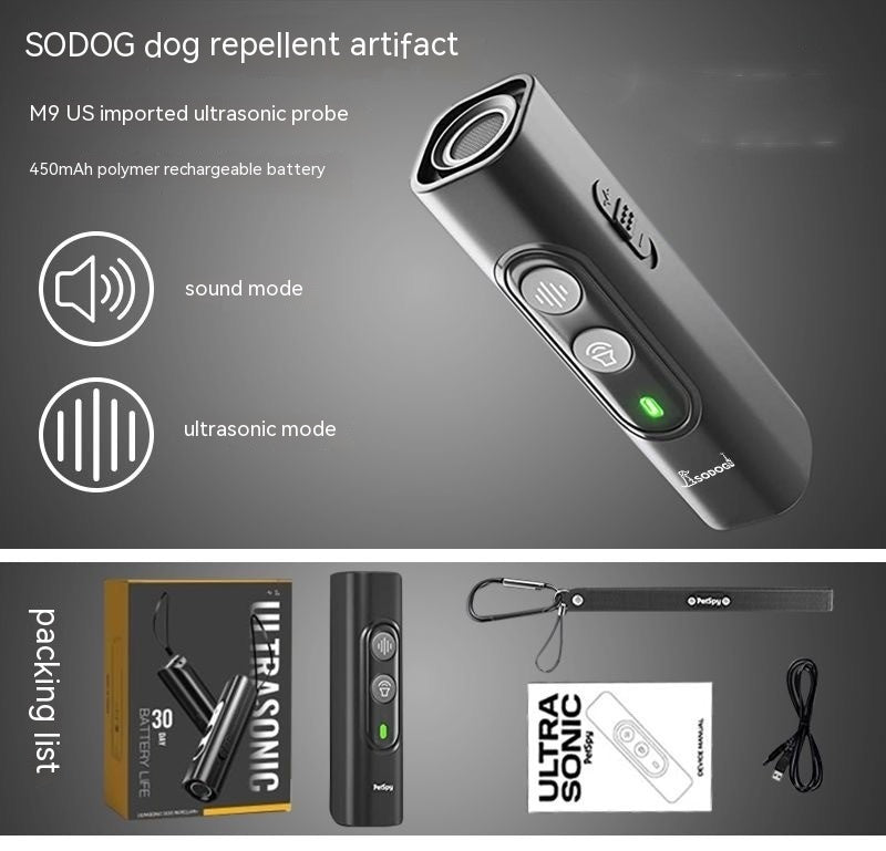 KFX-8747581 Portable Ultrasonic Dog Repellent Device with 10m Range for Cats, Snakes, and Mice