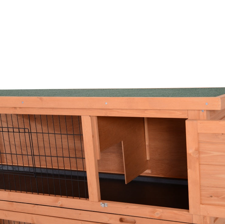 KFX-8747965 2-Tier Outdoor Rabbit Hutch with Removable Dividers and Pull-Out Trays, Orange