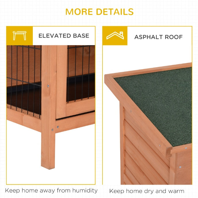 KFX-8747965 2-Tier Outdoor Rabbit Hutch with Removable Dividers and Pull-Out Trays, Orange