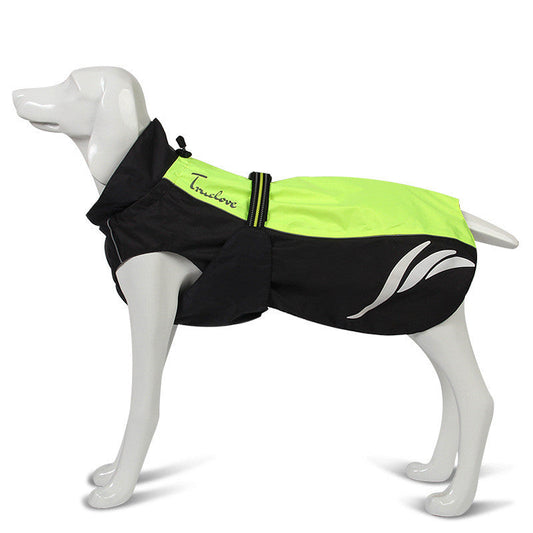 KFX-8748477 Water-Repellent Nylon Dog Raincoat with Hollow Mesh Lining and Reflective Detail in Multiple Sizes and Colors