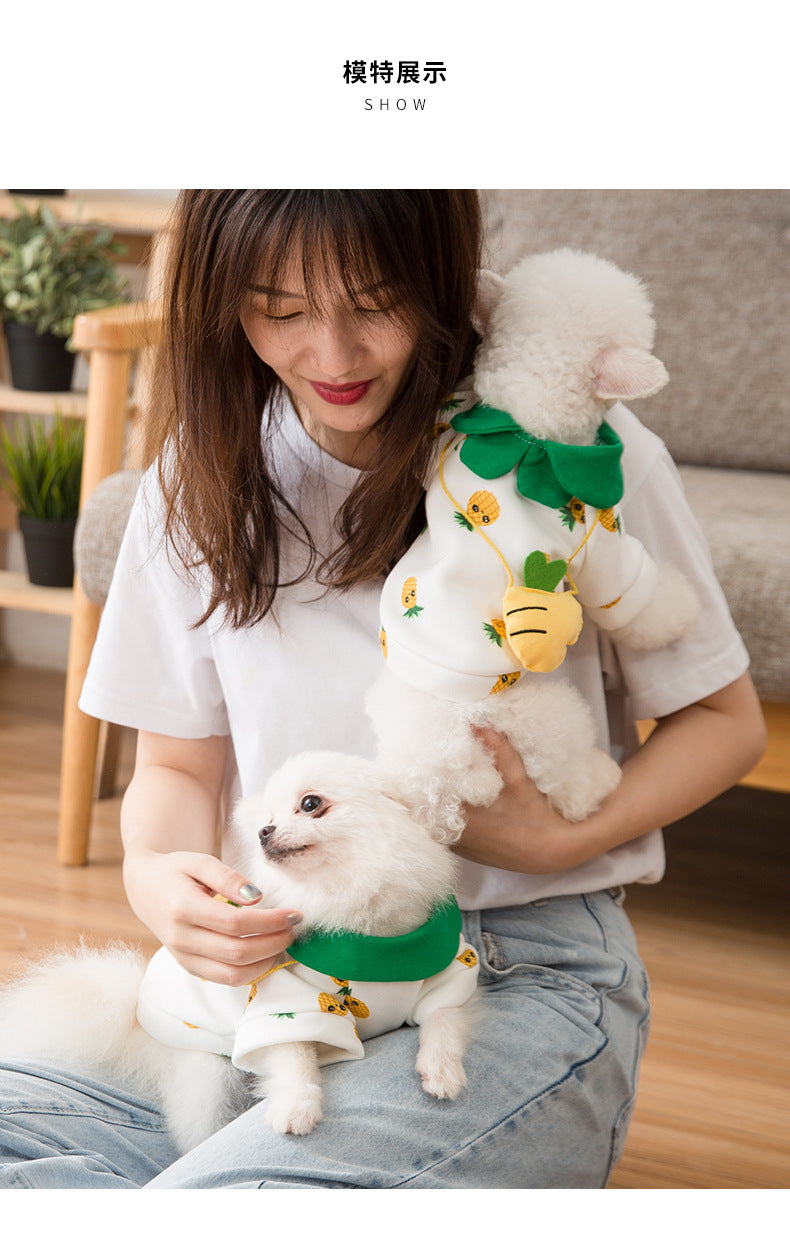KFX-8749373 Cute Pineapple Backpack Sweater for Dogs - Breathable Milk Silk, 6 Sizes Available