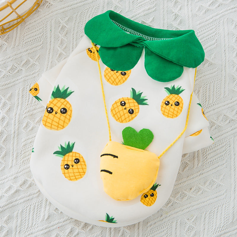 KFX-8749373 Cute Pineapple Backpack Sweater for Dogs - Breathable Milk Silk, 6 Sizes Available