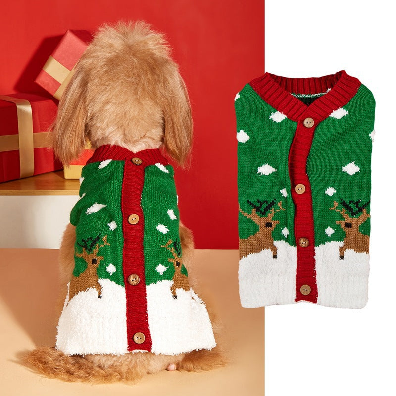 KFX-8749885 Festive Pet Apparel with Santa Claus, Christmas Tree, and Snowflake Designs - Sizes XS to L
