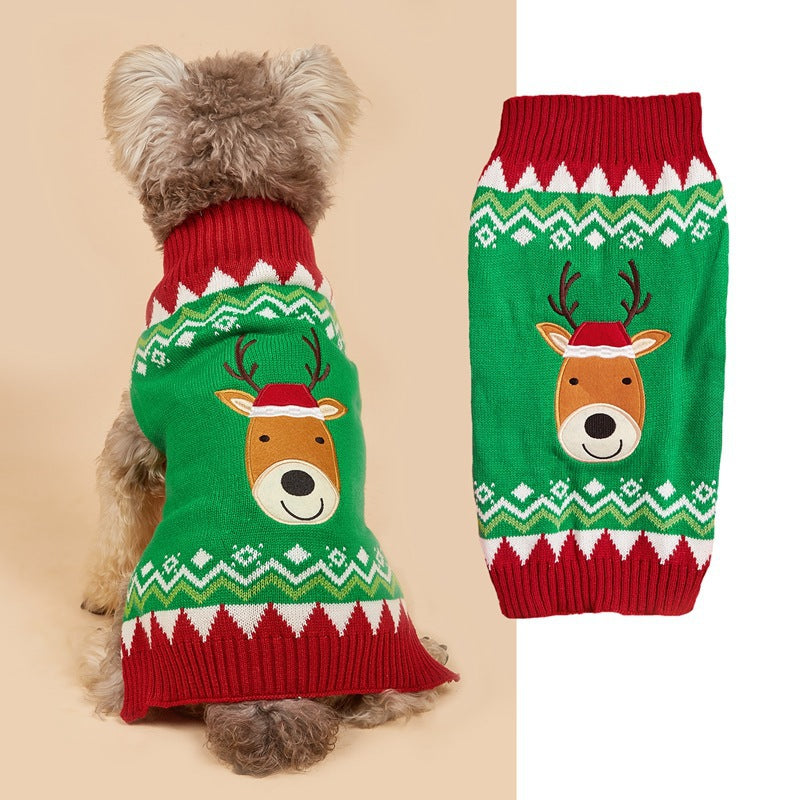 KFX-8749885 Festive Pet Apparel with Santa Claus, Christmas Tree, and Snowflake Designs - Sizes XS to L