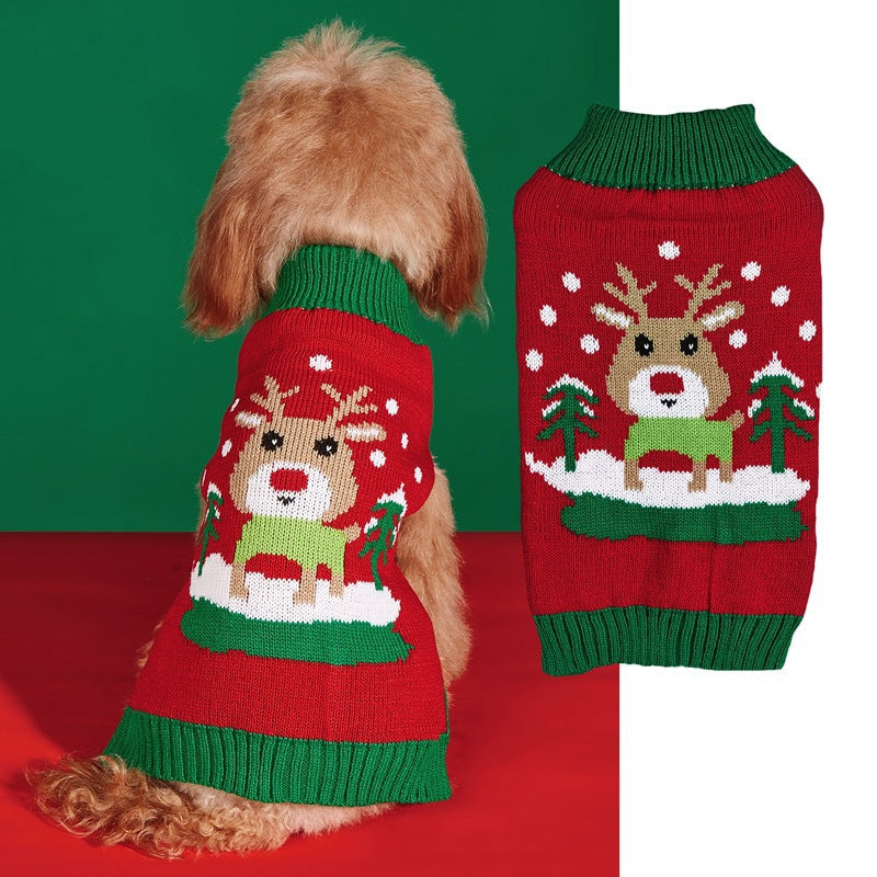KFX-8749885 Festive Pet Apparel with Santa Claus, Christmas Tree, and Snowflake Designs - Sizes XS to L