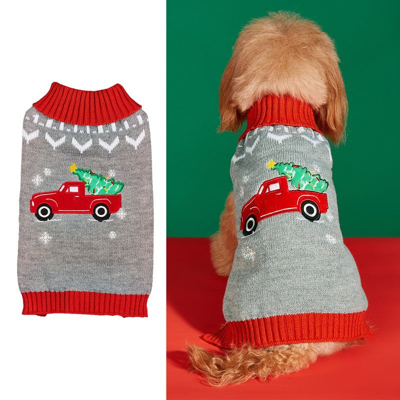 KFX-8749885 Festive Pet Apparel with Santa Claus, Christmas Tree, and Snowflake Designs - Sizes XS to L