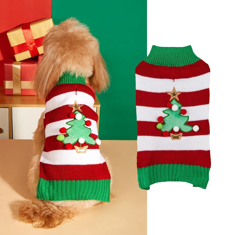 KFX-8749885 Festive Pet Apparel with Santa Claus, Christmas Tree, and Snowflake Designs - Sizes XS to L