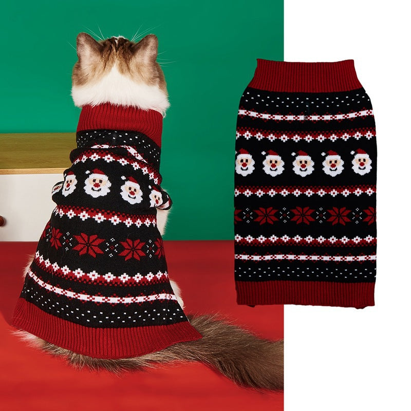 KFX-8749885 Festive Pet Apparel with Santa Claus, Christmas Tree, and Snowflake Designs - Sizes XS to L