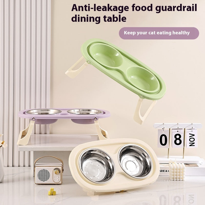 KFX-8750269 Foldable Double Bowl Set for Pets in Various Colors - Stainless Steel & Plastic Options