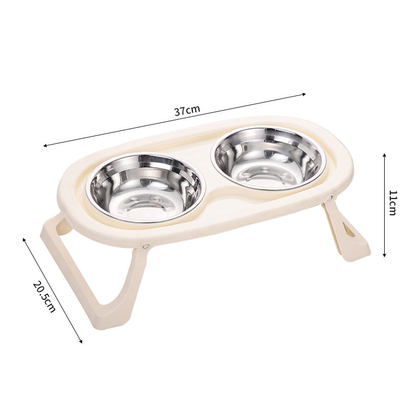 KFX-8750269 Foldable Double Bowl Set for Pets in Various Colors - Stainless Steel & Plastic Options