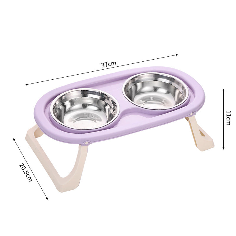 KFX-8750269 Foldable Double Bowl Set for Pets in Various Colors - Stainless Steel & Plastic Options