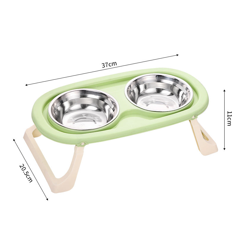 KFX-8750269 Foldable Double Bowl Set for Pets in Various Colors - Stainless Steel & Plastic Options