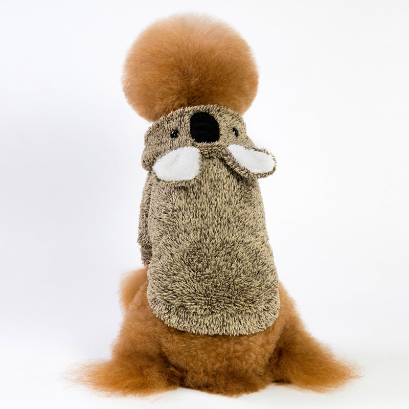KFX-8750653 Soft Coral Fleece Sloth Bear Dog Clothes in Black, Brown, and Royal Blue