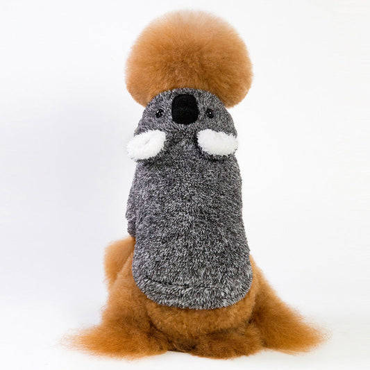 KFX-8750653 Soft Coral Fleece Sloth Bear Dog Clothes in Black, Brown, and Royal Blue