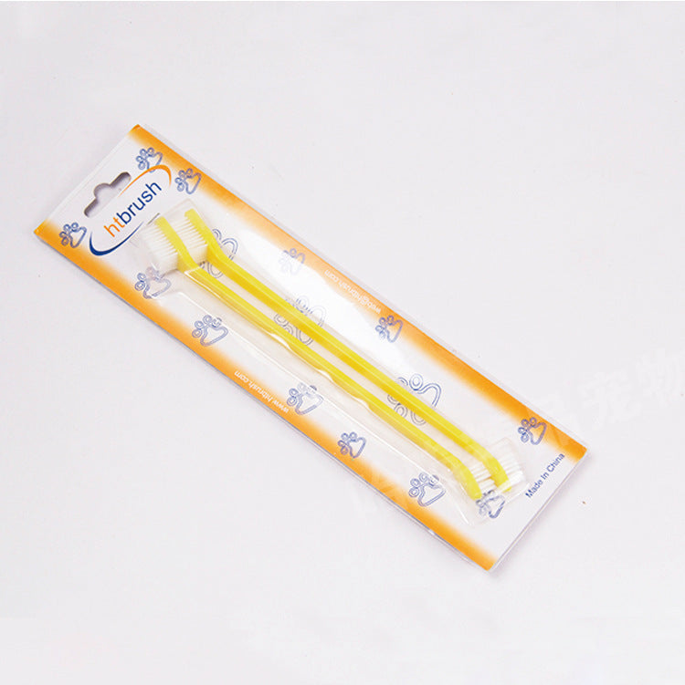 KFX-8751933 Nylon Bristle Dog Toothbrush with Plastic Handle and Paw Print Design