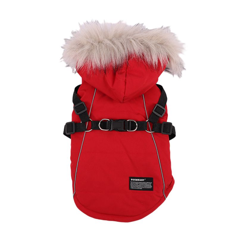 KFX-8752445 Fur Tie Hat Casual Dog Vest in Cool Black, Army Green, Red, and Beige, Sizes S-XXL