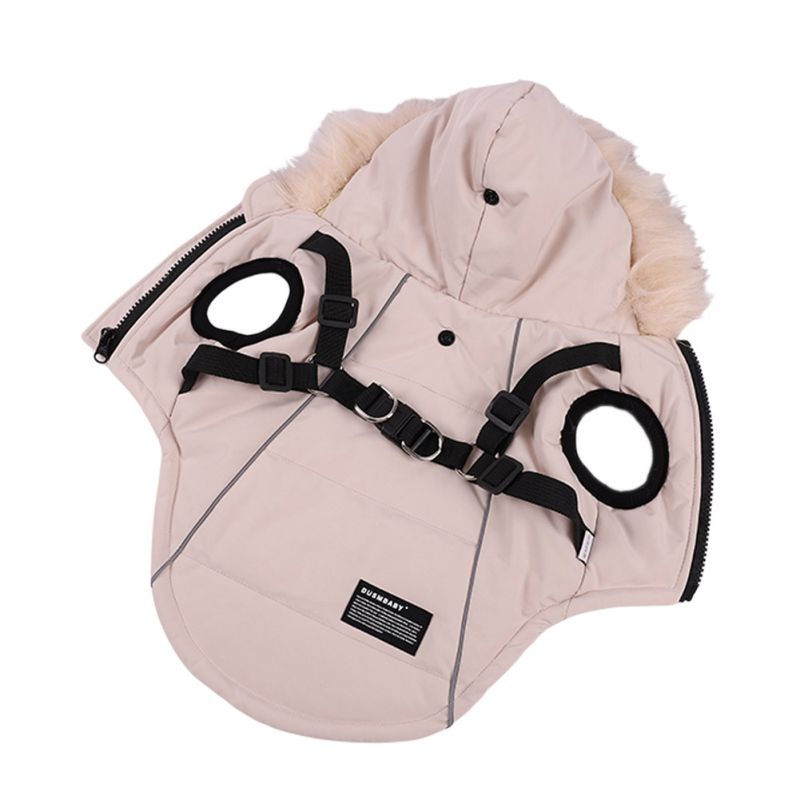 KFX-8752445 Fur Tie Hat Casual Dog Vest in Cool Black, Army Green, Red, and Beige, Sizes S-XXL