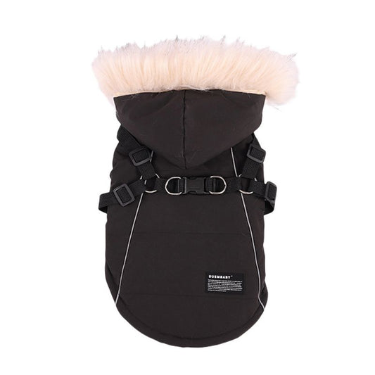 KFX-8752445 Fur Tie Hat Casual Dog Vest in Cool Black, Army Green, Red, and Beige, Sizes S-XXL