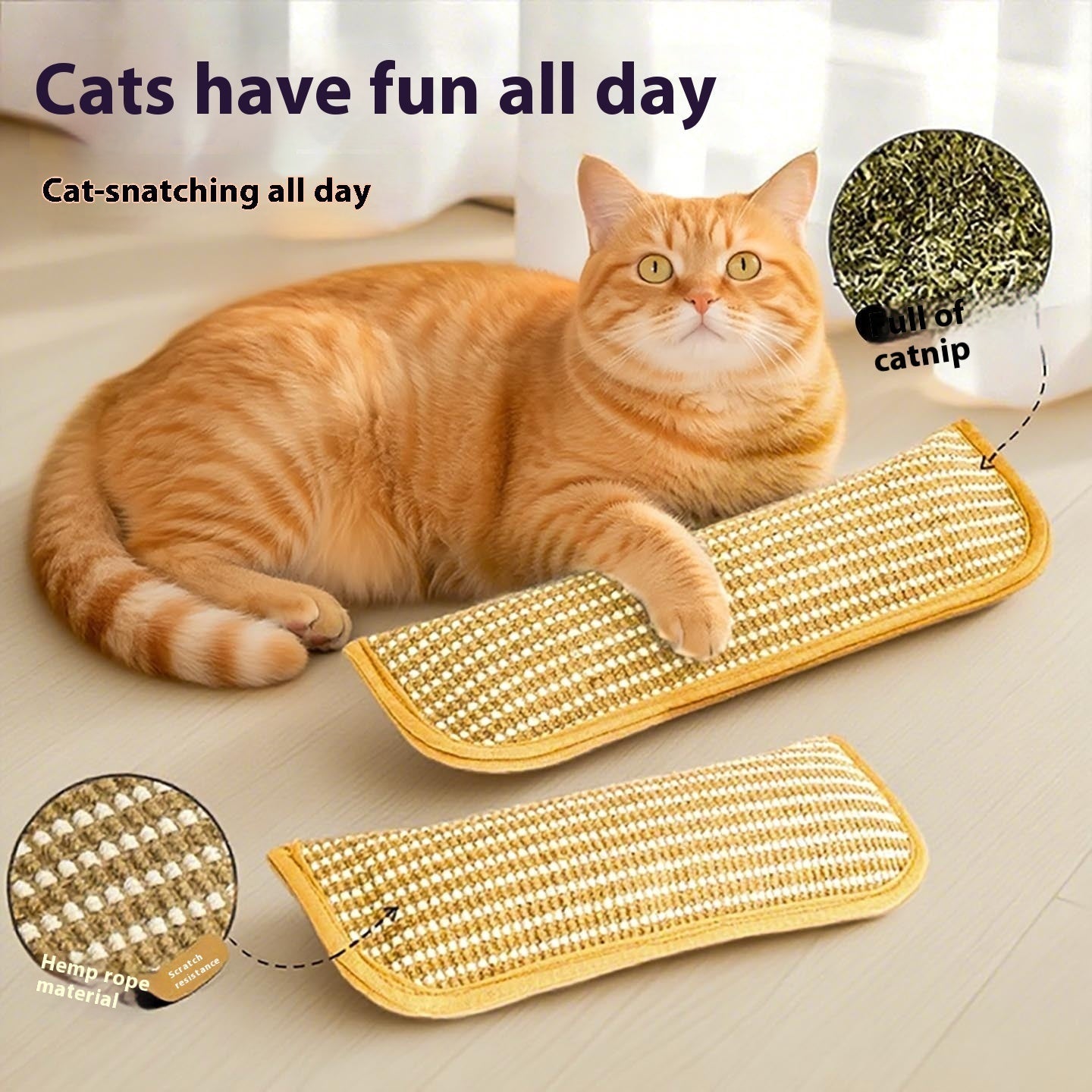 KFX-8752701 Catnip-Infused Sisal Scratching Pillow Toy for Cats - Available in Small and Large Sizes