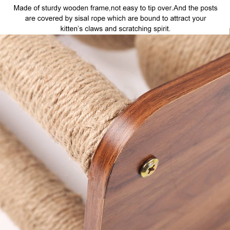 KFX-8753341 Wooden Vertical Scratching Post with Sisal Rope for Cats - Solid Wood Design, 17CM Ball, 3kg Weight