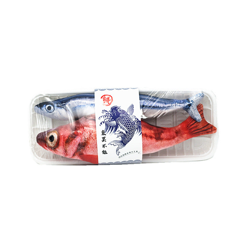 KFX-8754877 Plush Cat Fish Toy Set with Red Fish and Green Onion & Ginger Accessories