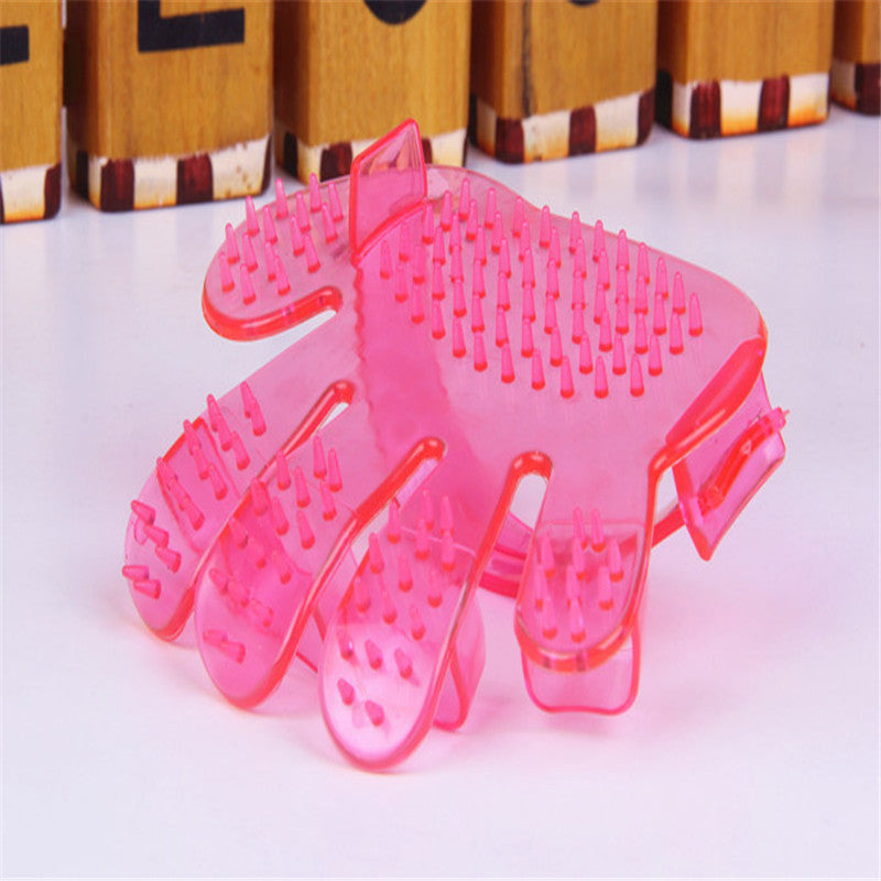 KFX-8755645 Five Finger Pet Bath Brush - Eco-Friendly PVC, Pink & Blue, 11 x 12cm